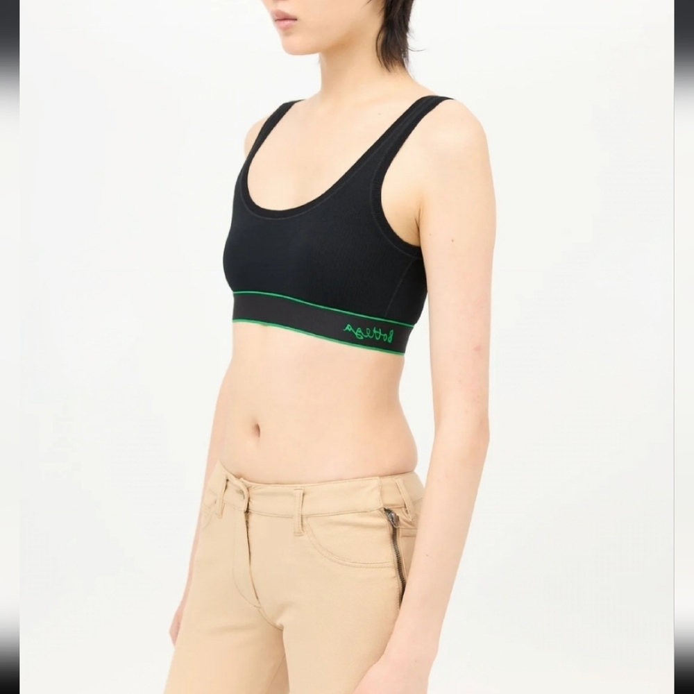 Bottega Veneta Fine Ribbed Skin Bralette Black Xs Made In Italy